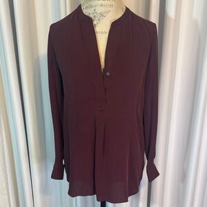 Theory Elegant Burgundy Silk Top